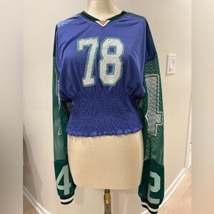 Akira Blue and Green Women's sporty jersey Top
